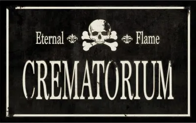 Produktbild von Antikes Gothic Crematorium Schild 43 x 11 cm
