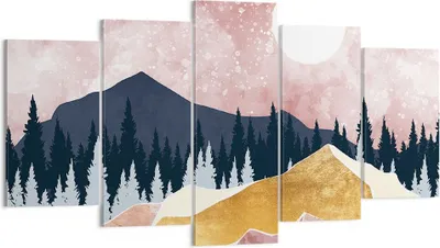 Produktbild von Bild auf Leinwand - Leinwandbild - 5 Teile - Grafik Modern Landschaft - 160x85cm - Wand Bild - Wanddeko - Wandbilder - Leinwanddruck - Bilder - Wanddekoration - Leinwand bilder - EA160x85-4832