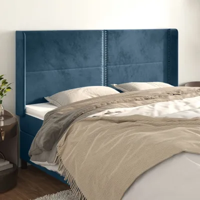 Produktbild von "2024"cloris Kopfteil mit Ohren Dunkelblau 203x16x118/128 cm Samt - Kopfteile CHY98613943
