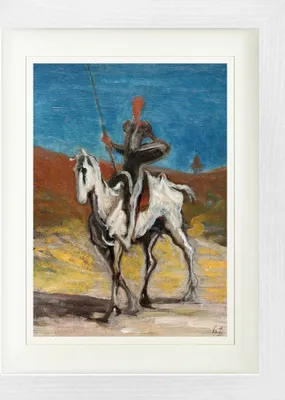 Zdjęcie produktu dla Honoré Daumier Oprawiony obraz z pięknym passe-partout | Obrazy ścienne | W ramie obrazu - Don Kichot i Sancho Pansa, 1868 (40 x 30 cm)