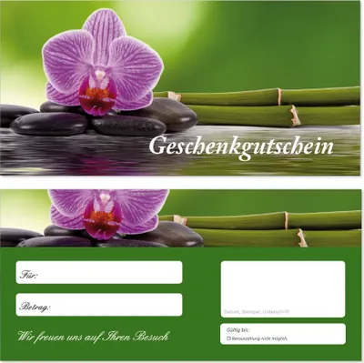 Produktbild von 200 Stück Geschenkgutscheine (Orchidee-694) Gutscheine Gutscheinkarten für Bereiche wie Erholung Wellness Spa Urlaub Reisen