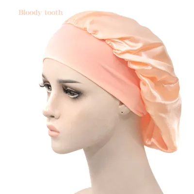 Imagen del producto de [Nuevo diseño] Gorro para el cabello más ancho, elástico y colorido, ideal para mujeres, perfecto para tratamientos de quimioterapia, para dormir o para ducharse. Color: naranja