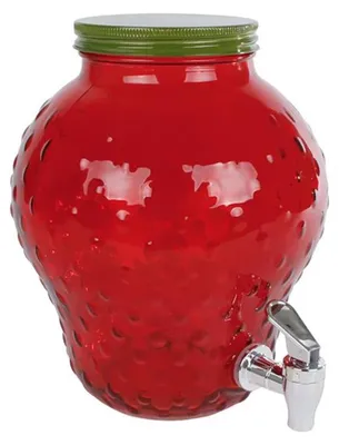 Obrázok produktu pre Dávkovač nápojov - jahoda - zo skla - 4,0 l - červený/zelený