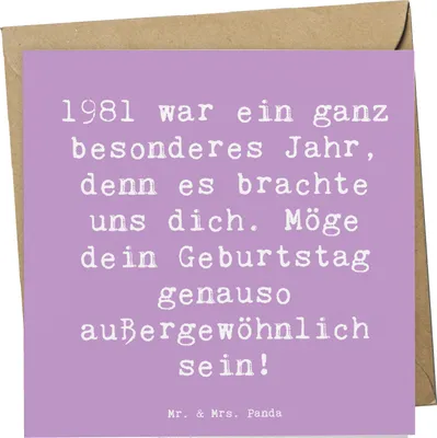 Produktbild von Mr. & Mrs. Panda Deluxe Karte Spruch 1981 Geburtstag Wunder - Lavendeltraum - Geschenk, unvergesslich, Klappkarte, doppelkarte, Alter, Geburtstagsgeschenk personalisiert