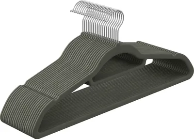 Immagine prodotto di SONGMICS 20 pezzi Appendiabiti in velluto antiscivolo con 2 ganci e tacche Appendiabiti per abiti Appendiabiti per giacche Grigio CRF20V