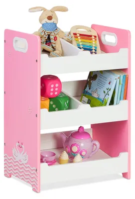 Spielzeugregal 5 Fächer MDF 60x42,5x30 cm Weiß/Rosa