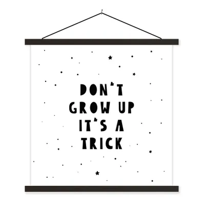 Produktbild von MuchoWow® Textilposter Zitate - Werd nicht erwachsen, es ist ein Trick - Baby - Sterne - Kinder 120x120 cm mit schwarzem Rahmen - Aufhängungsset