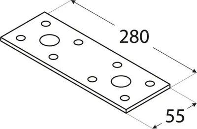 Produktbild von Lochplatte 280 x 55 x 2,50 mm Flachverbinder Holzverbinder verzinkt