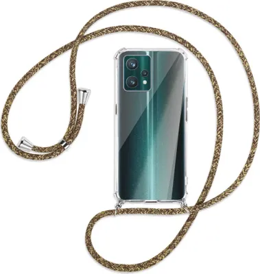 Produktbild von Handykette Backcover-Schutzhülle mit Band (Metall silberfarben) für Realme 9 Pro Plus 5G - braun+beige