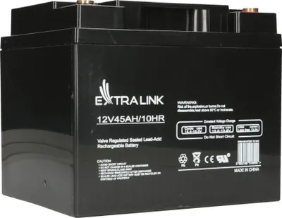Zdjęcie produktu dla Extralink Akumulator AGM 12V 45Ah bezobsługowy, Ołowiany (VRLA), 12 V, 45 Ah, 1 szt., 5 lat(a), Czarny