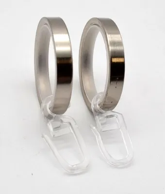 Produktbild von 2 Ringe mit Faltenhaken edelstahlfarben und Kunststoff-Einlage für Stil 19 mm