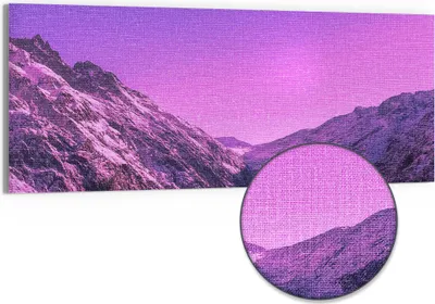 Produktbild von DEQORI Hybrid Leinwand Bild 150x60 cm 'Alpenglühen im Nebel' Wandbild Glas flach modern