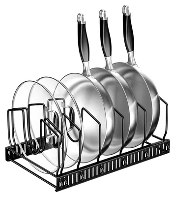 Pannenhalter, verstellbar, 7 Fächer, Metall, Schwarz