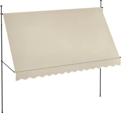 Image de Outsunny Store banne autoportant manuel auvent ršŠtractable 3,5L x 1,2l x 2,1-3H m inclinaison ršŠglable pour balcon sans trous š€ percer mšŠtal alu polyester sable