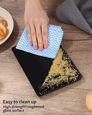 Obrázek produktu pro Kuchyňská váha - Černá - 20 x 14,5 x 1,85 cm - Multifunkční digitální váha s funkcí tarování - Vhodná pro vaření a pečení