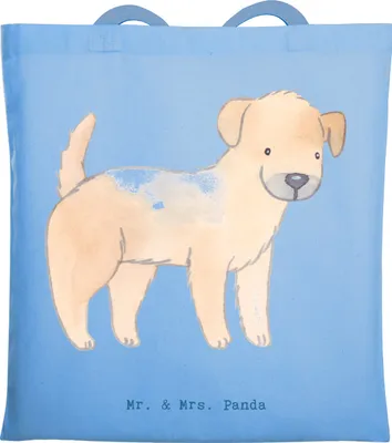 Produktbild von Mr. & Mrs. Panda Uni Tasche Border Terrier Moment - Sky Blue - Geschenk, Tragetasche, Tote Bag, Shopping, Laptoptasche, Jutebeutel
