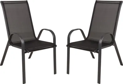 Produktbild von Gartenstuhl 2er Set ILSE - Kunststoff, Schwarz | Stapelstuhl Wetterfest Gartenstühle Outdoor Essstühle