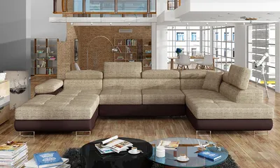 Produktbild von NABBI Ecksofa U mit Zerlegung Rossano U P - cappuccino / dunkelbraun