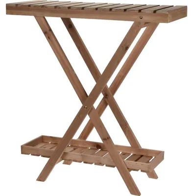 Produktbild von Home & Styling Pflanzenregal Holz 2 Ebenen Beistelltisch Braun 70x28x75cm