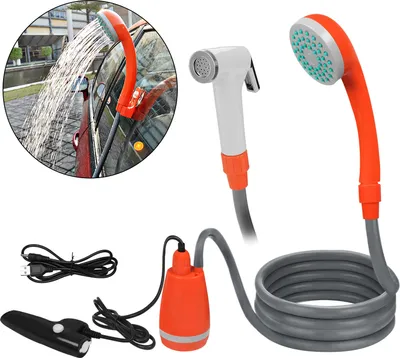 Obrázok produktu pre XMTECH Camping Shower Camping Shower with Rechargeable Battery 2m Shower Hose Outdoor Shower for Garden Beach Travel Car Wash