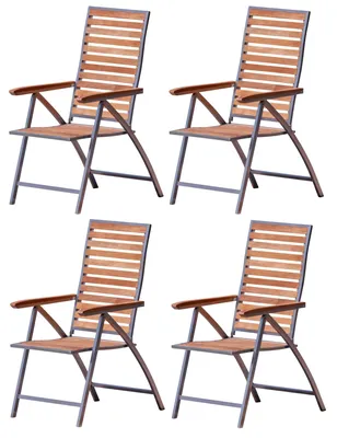 Produktbild von 4 Stk ALEOS. Hochlehner aus Edelstahl mit A-Grade TEAK Holz, Multipositionssessel Teakhochlehner Teakstuhl Gartenstuhl Gartensessel Klappstuhl - klappbar - Rückenlehne 5-fach verstellbar NASSAU