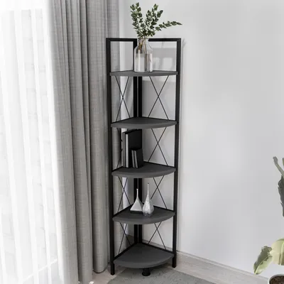 Produktbild von VCM Holz Metall Eckregal Aufbewahrung Stand Regal Bücherregal Deko Bücher Standregal Insasi 5
