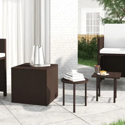 Produktbild von vidaXL Garten-Beistelltische 3 Stk. Braun Poly Rattan