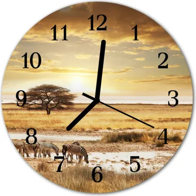 Produktbild von Glasuhr Wanduhr Küchenuhr Echt-Glas 30fi cm Zebras mehrfarbig