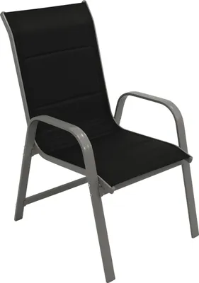Produktbild von TPFGarden STAPELSESSEL Hochlehner Ashford - 2er-Set Gartenstuhl mit Gestell aus Aluminium silbergrau, Bespannung Textilgewebe schwarz mit eingearbeiteter Polsterung, BxTxH: 55x75x100 cm