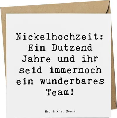 Produktbild von Mr. & Mrs. Panda Grußkarte Spruch 12. Hochzeitstag Nickelhochzeit - Weiß - Geschenk, Erinnerungsstücke, anlasskarte, doppelkarte, faltkarte, Heirat, Ehe, Beständigkeit