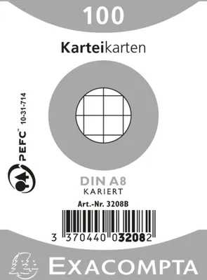 Image de Exacompta 48x 100 fiches bristol quadrillé 5x5 non perforé 55x74mm Blanc 3208B