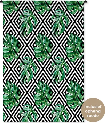 Produktbild von MuchoWow® Wandteppich Wandbehang Monstera - Abstrakt - Muster 120x180 cm Tapisserie Dekoration Wandtuch - Schlafzimmer - Dekorationen für das Haus