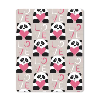 Produktbild von MuchoWow® Mauspad Mousepad Herzen - Panda - Muster 19x23 cm - Mousepads - Maus Mat - Pad - Mausunterlage - Mauspads - Spielen