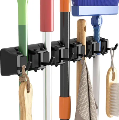 Image de Support pour balai - En silicone - Noir