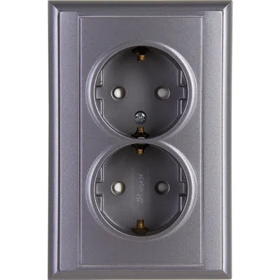 Produktbild von Kopp Schutzkontakt-Steckdose 2-fach MALTA silber-anthrazit, 927615084