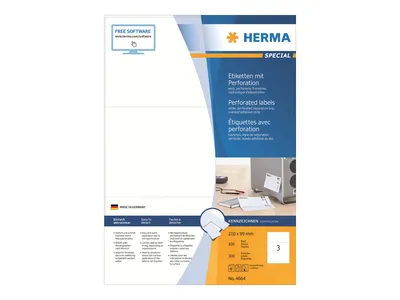 Immagine prodotto di HERMA etichette A4 bianche 210x99 mm perforate carta opaca 300 pz.