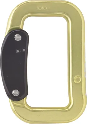 Paraglidekarabiner Stratus Slim SlideAutolock von Austri Alpin; goldfarbener Karabiner mit schwarzem Autolock-Mechanismus.