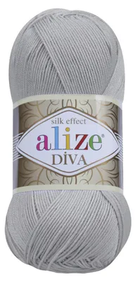 Produktbild von Alize Diva Garn 355 Grau 100g/350m Mikrofaser glänzend weich
