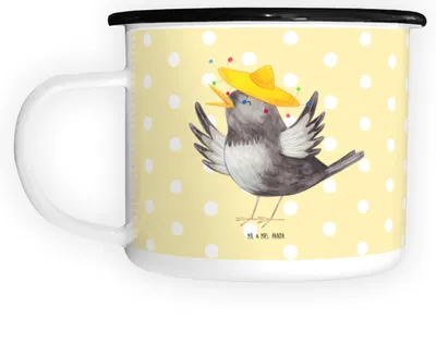 Produktbild von Mr. & Mrs. Panda Teetasse Rabe Sombrero - Gelb Pastell - Geschenk, Lustige Sprüche, Pott, Spruch Positiv, Camping Tasse, Motivation, glücklich sein, Große, Elster, Vögel