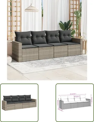 Produktbild von The Living Store 4-tlg. Garten-Sofagarnitur mit Kissen Hellgrau Poly Rattan