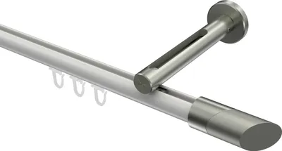 Produktbild von Interdeco Innenlaufstange / Gardinenstange mit Innenlauf Weiß / Edelstahl-Optik, Typ Siteno Verano (Schräge Bicolor), 20 mm Ø 1-läufig, 440 cm