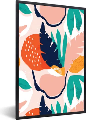 Produktbild von MuchoWow® MuchoWow® Gerahmtes Poster Dschungel - Blätter - Muster 60x90 cm - Poster mit zchwarzem Bilderrahmen - Kunst