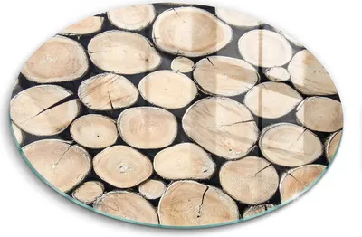 Zdjęcie produktu dla Szklana deska do krojenia - Deska kuchenna - ⌀40 cm – Szkło hartowane – Antypoślizgowa - Drewno Pnie Drzew