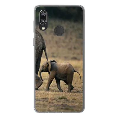 Produktbild von MuchoWow® Handyhülle Schutzhülle Hülle für Huawei P20 Lite (2020) Elefant - Tiere - Savanne - Natur Silikon Softcase Handy Hülle - Kartenhalter