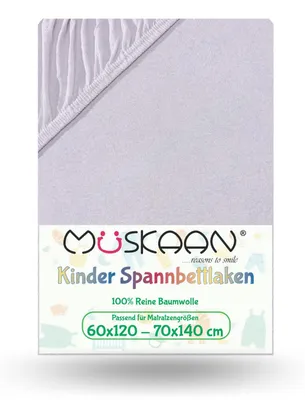 Produktbild von Jersey Kinder Spannbettlaken 60x120 cm - 70x140 cm Silber / Hellgrau 100% Baumwolle