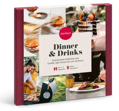Produktbild von mydays Geschenkbox Dinner & Drinks; Erlebnis verschenken oder selbst erleben; Gutschein für 2 Person(en)