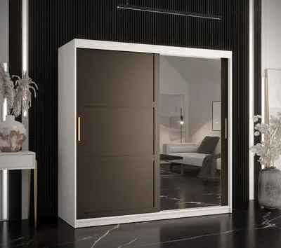 Produktbild von Kleiderschrank RAISA 2 – Breite 180 cm, weiß / schwarz