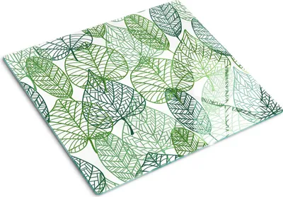 Obrázek produktu pro Kryt varné desky – Kryt na indukční desku – Ochranná skleněná deska – 60x52 cm – Skleněné ochranné desky na sporák –Tvrzené sklo –Vzor zeleného listu