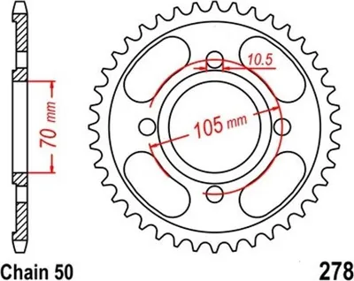 Obrázok produktu pre Reťazové koleso 36 Z rozstup 530 pre HONDA CJ 250 360 T 76-79   Zadné reťazové koleso