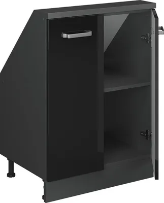 Produktbild von Dachschrägenschrank Vicco Rion Schwarz Hochglanz mit 2 Türen, Model 56113